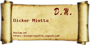 Dicker Mietta névjegykártya